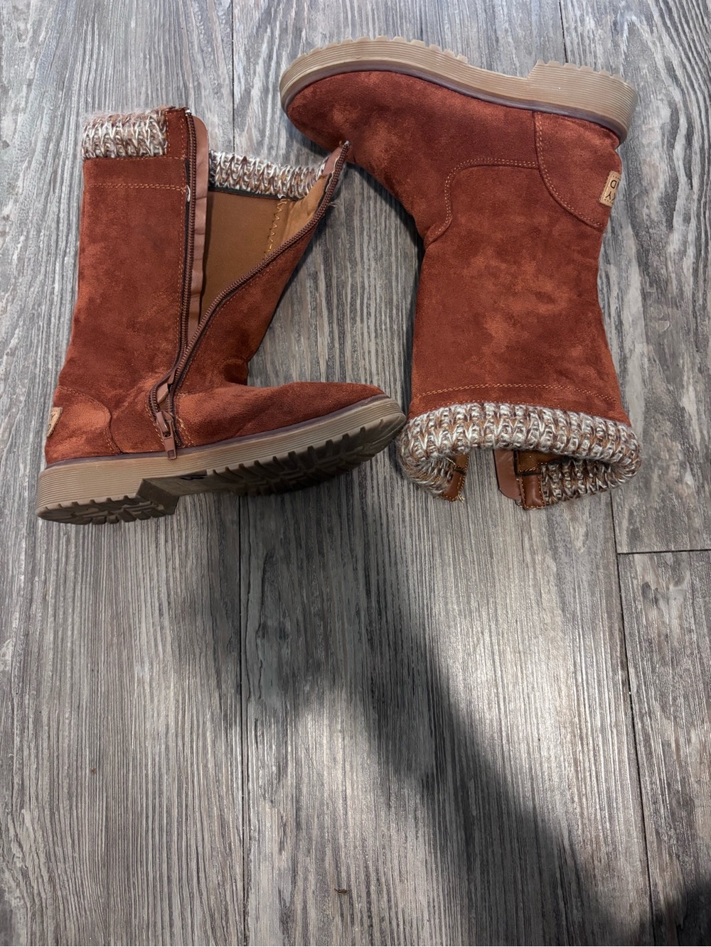 Kids Cozy Suede Mid-Calf Boots - Rust